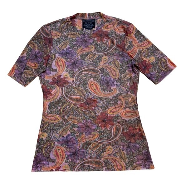 Johnny Was Jade Womens Medium Mesh Floral Paisley Top - Picture 1 of 6